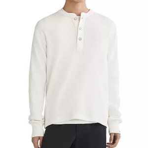 Rag & Bone Garment Dyed Waffle Henley (White, size Large)